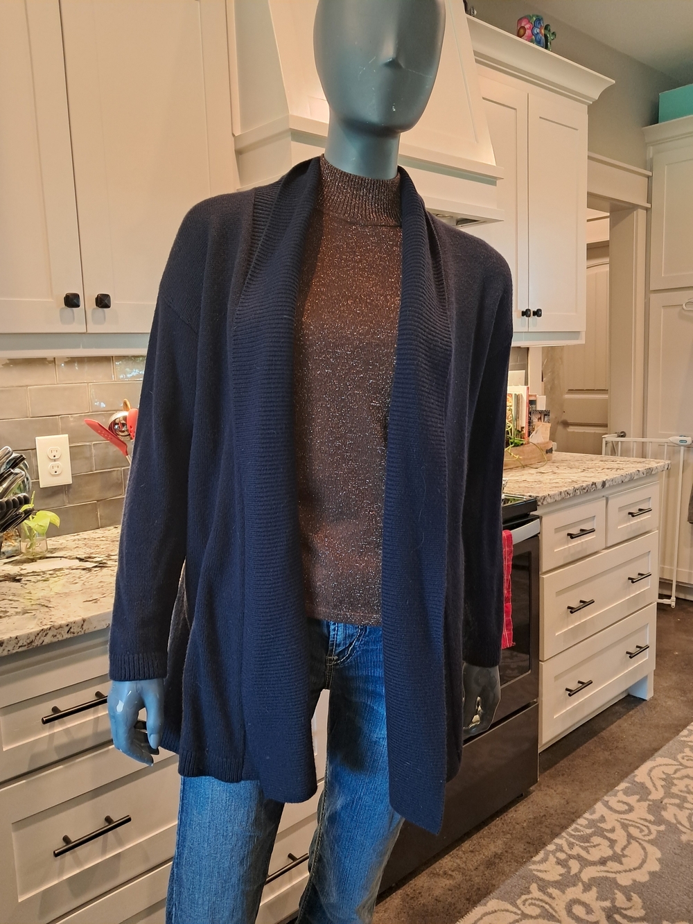 Talbots Navy Open-Front Cardigan Sweater